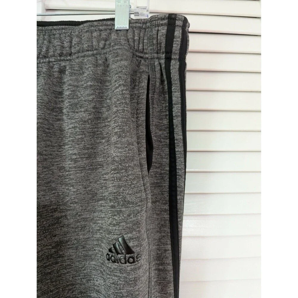 Adidas Climawarm Mens XL Gray Heather Fleece Track Pants Sweatpants 3-Stripe